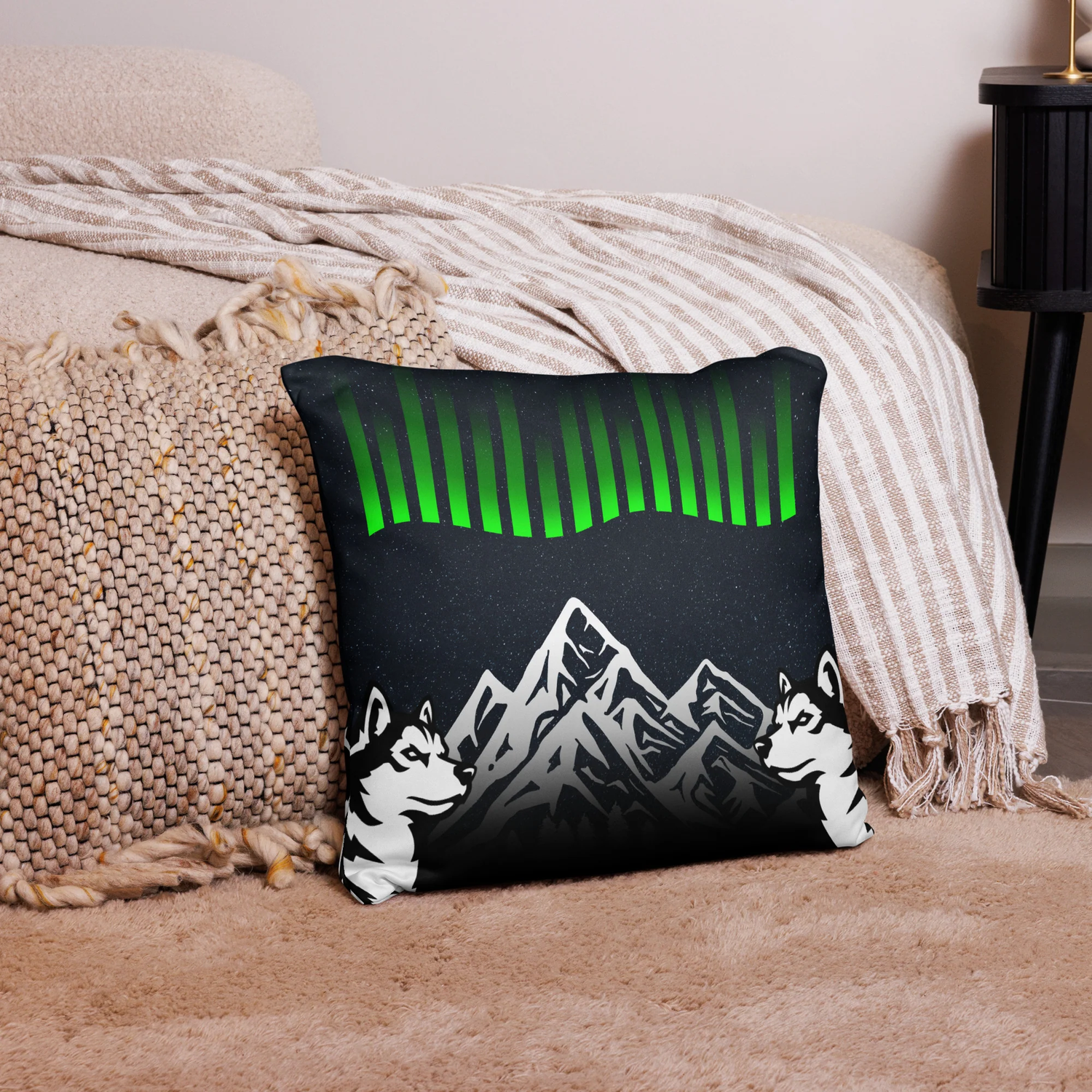 Pillows inspired by the beauty of the Northern Lights.