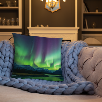 Pillow inspired by the Northern Lights.