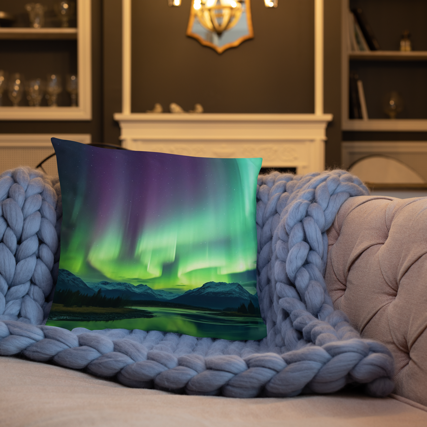 Get cozy with our pillow inspired by the Northern Lights.