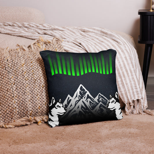 Aurora borealis pillow, inspired by the Northern Lights.