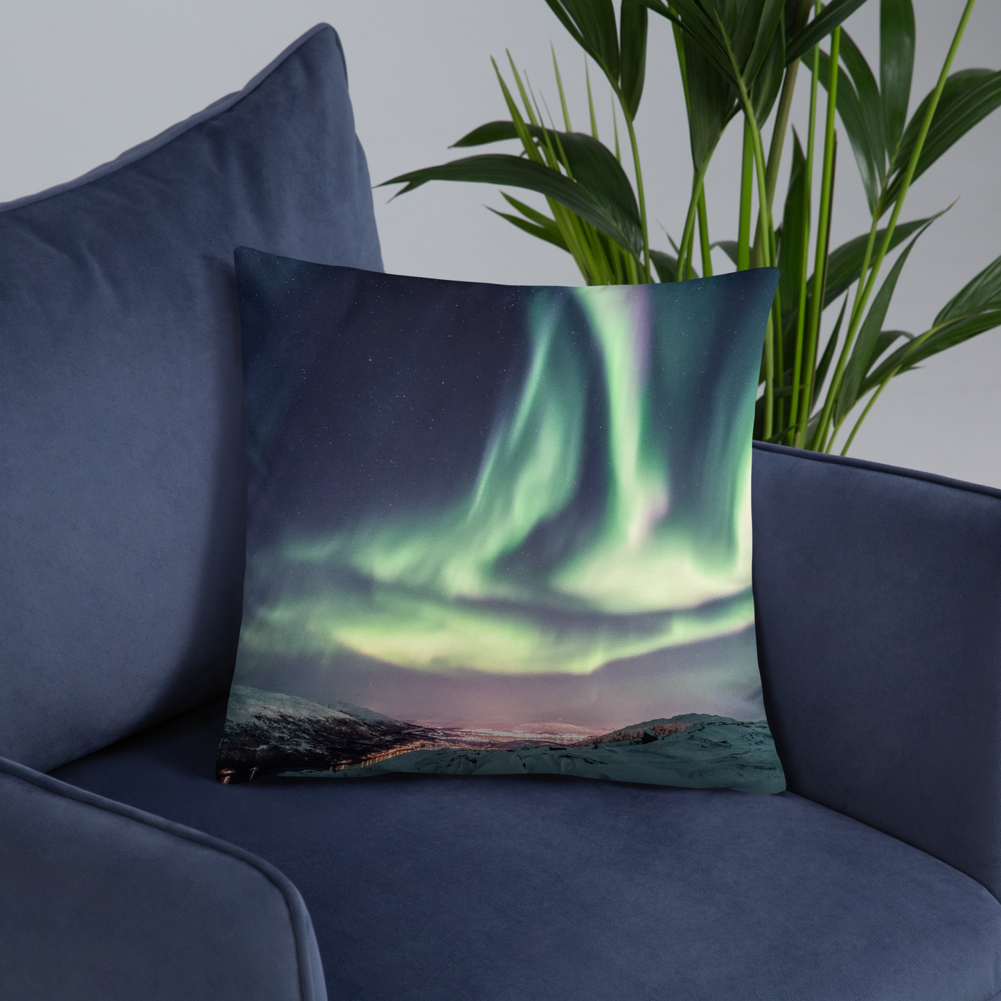 Pillow inspired by the Northern Lights.