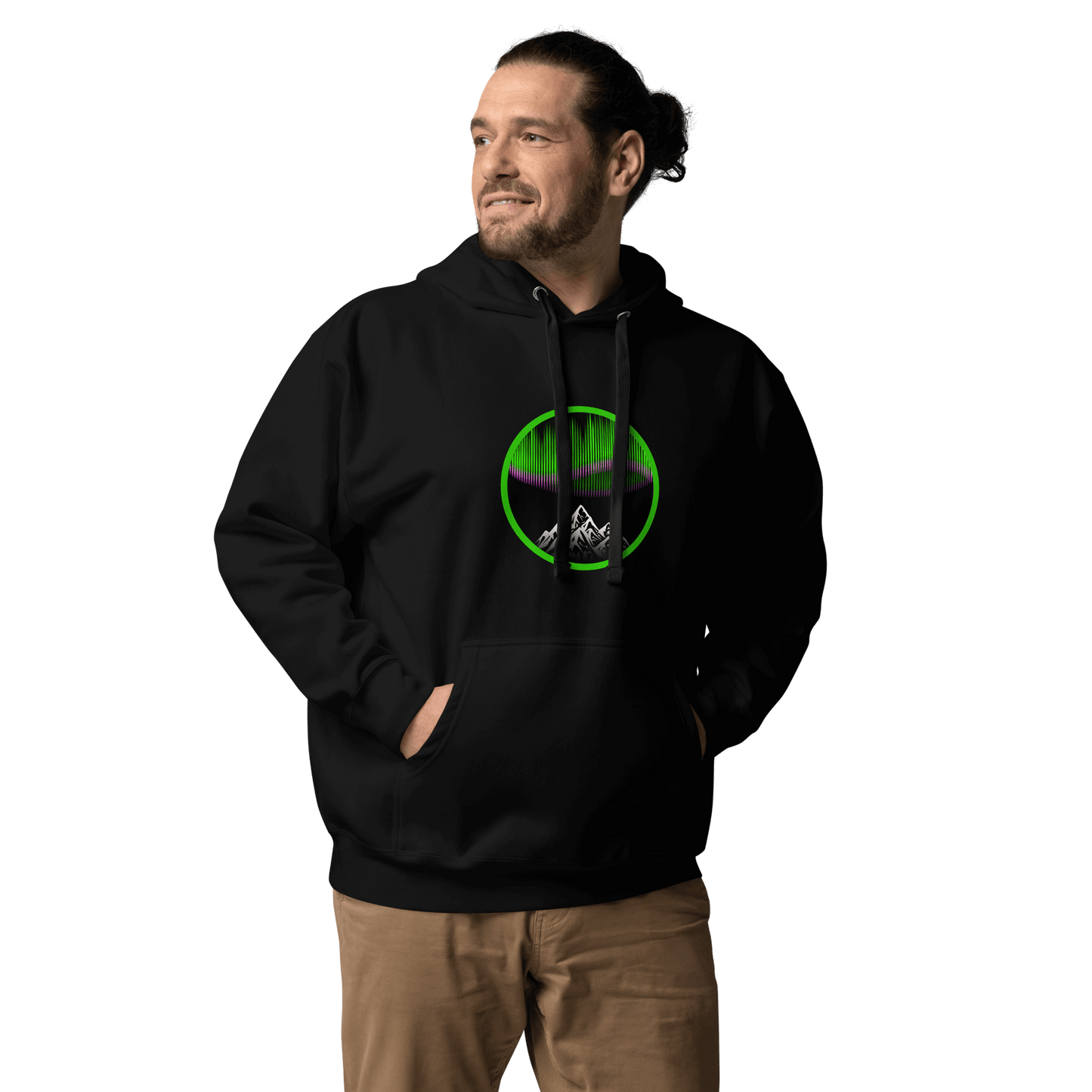 Unisex Hoodie Northern Lights Design. 